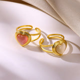 Retro Stainless Steel Heart-shaped Pendant Ring Personality All-match