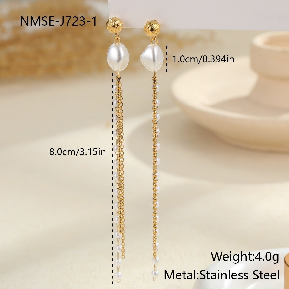 Pearl Earrings Long Tassel Stainless Steel Earrings Design Earrings