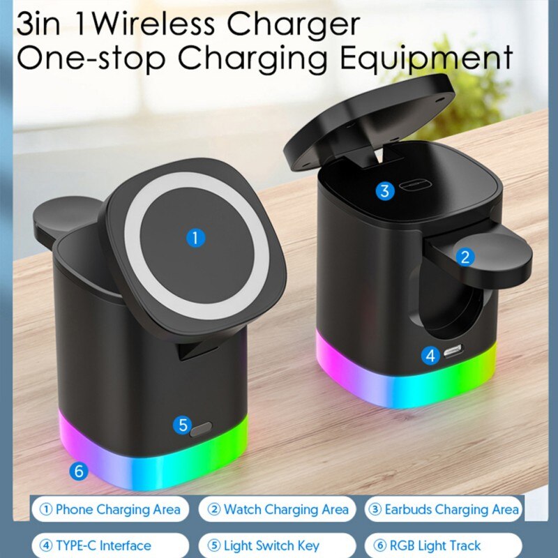 3-in-1 RGB Magnetic Wireless Charging Station