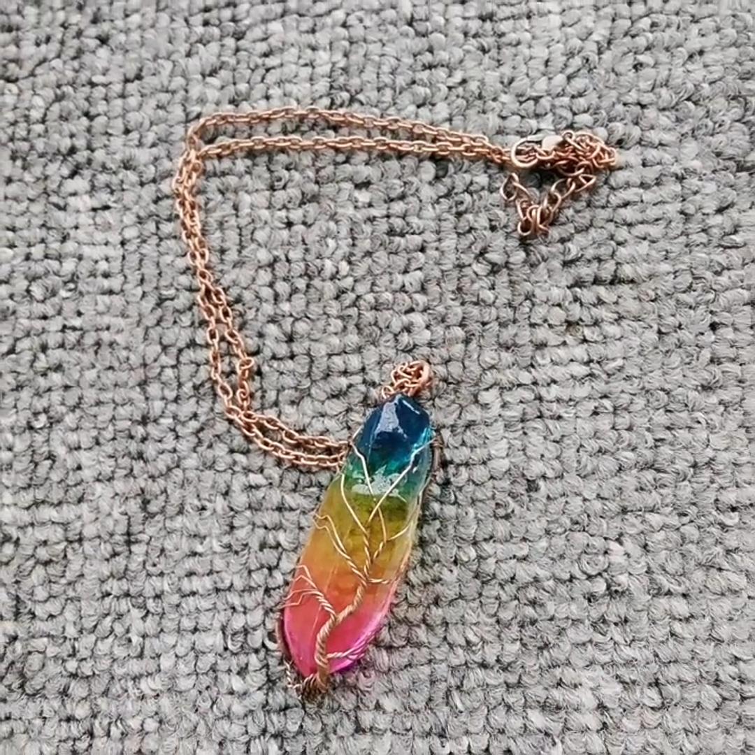 Tree of Life Crystal Pendant Necklace - detail